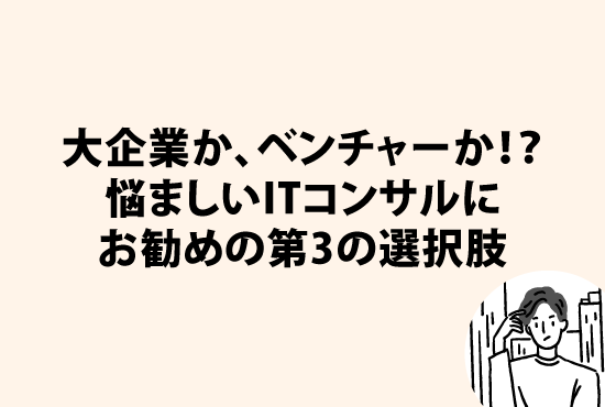 大企業か、ベンチャーか！？悩ましいITコンサルタントにお勧めの第3の選択肢画像