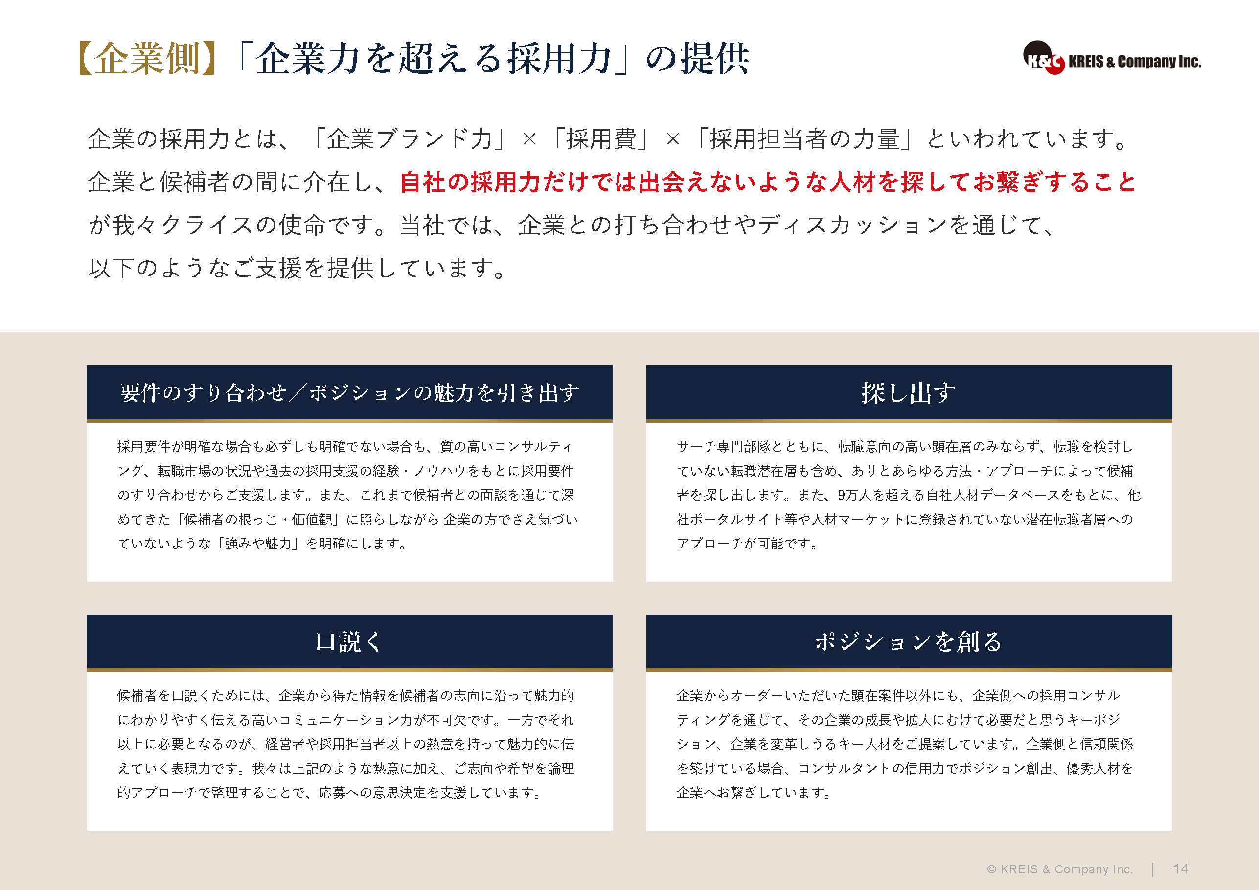 【企業側】｢企業力を超える採用力｣の提供